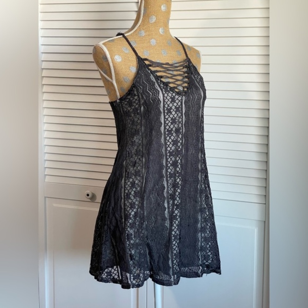 Kendall & Kylie Lace Tank beach surfer dress Size M Black
